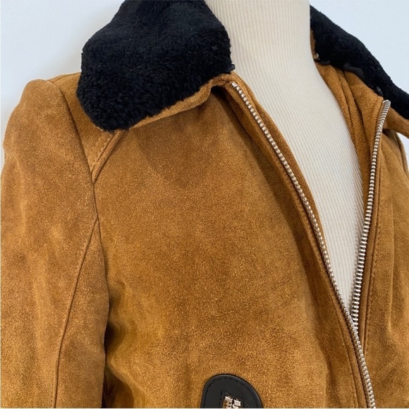 Maje genuine suede leather aviator jacket with removable collar BLOGGER FAVORITE - Picture 10 of 12